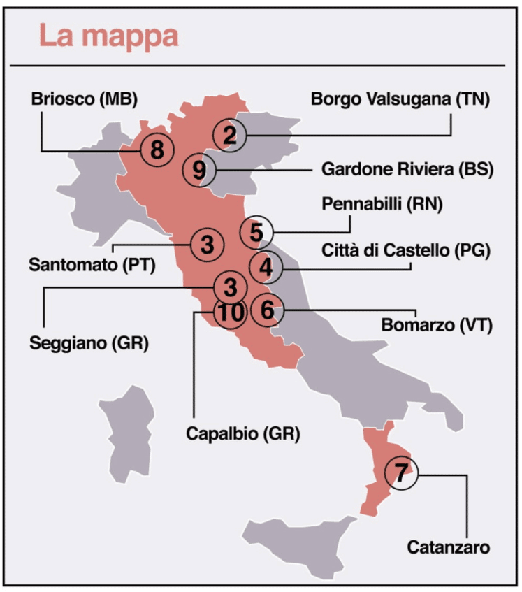 Karte der 10 schönsten Naturparks in Italien