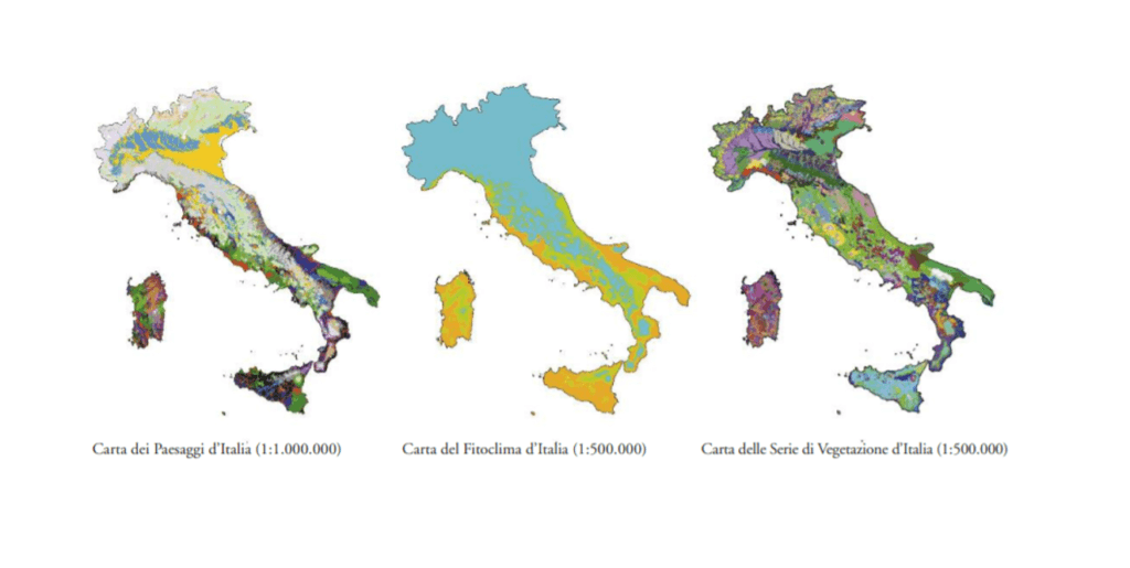 Spezialkarten Italiens zur Vegetation und Urbanisierung