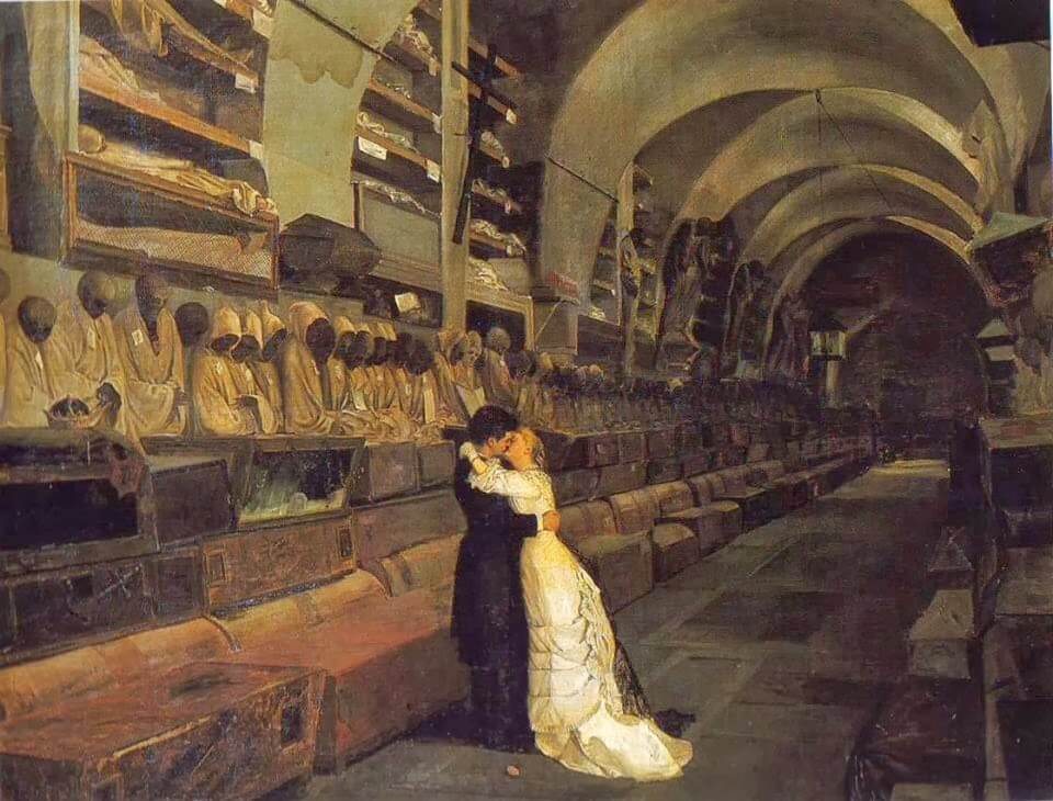 Bild von Calcedonio Reina, Liebe und Tod 1883, in den Katakomben