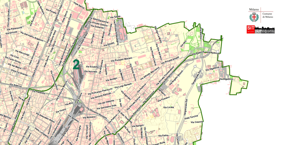 Karte des zweiten Stadtteils von Mailand