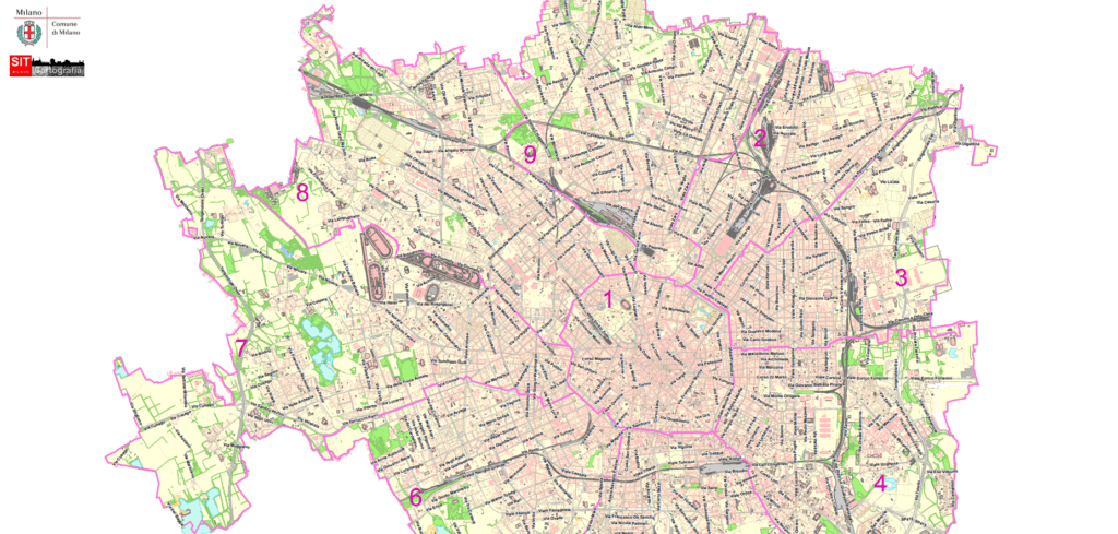 Detaillierte Stadtkarte von Mailand