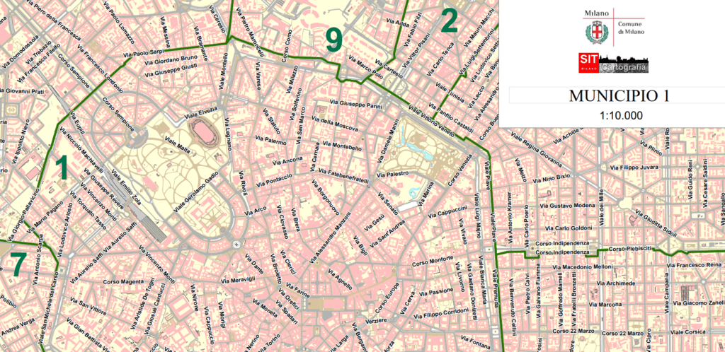 Stadtgebiet 1 als Detailkarte