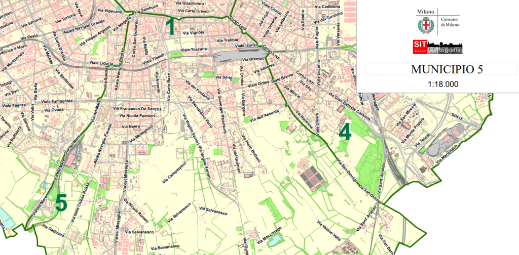 Zone 5 in Mailand als Stadtkarte