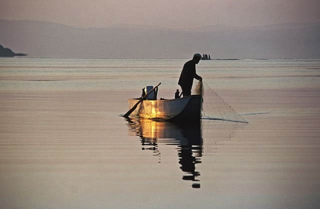 Fischer auf dem Trasimeno-See (Lago Trasimeno)