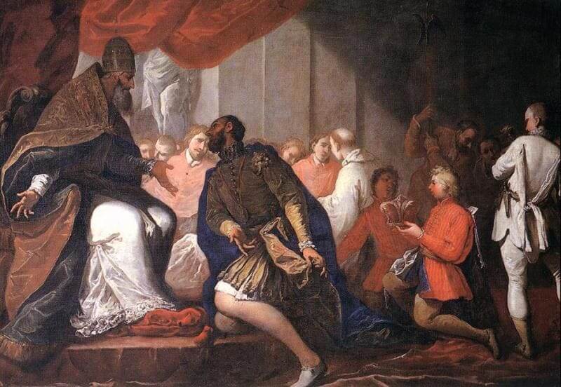 Gemälde "Paul III. ernennt seinen Sohn Pier Luigi zum Herzog von Parma und Piacenza", Sebastiano Ricci, 1687
