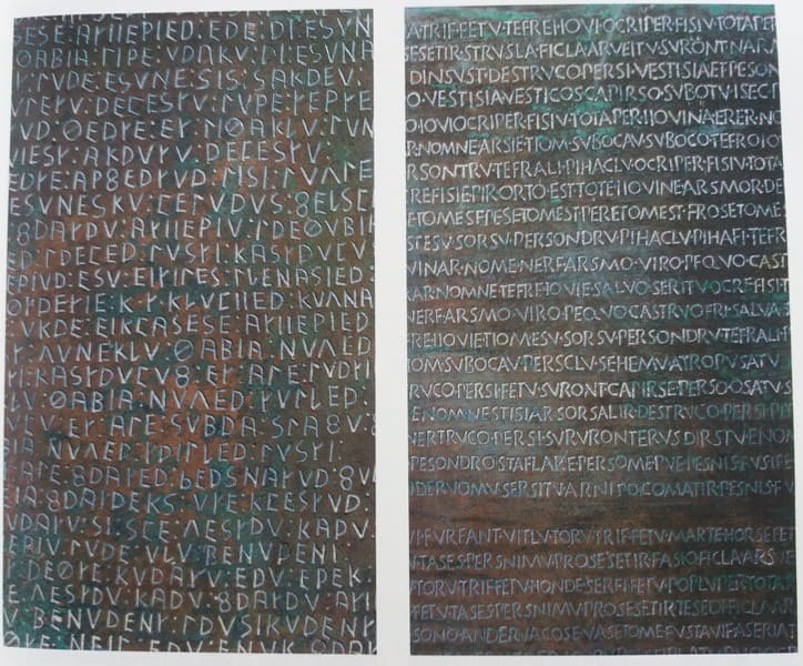 Die Iguvinischen Tafeln im ursprünglichen umbrischen Alphabet aus dem 3. Jh. v. Chr.