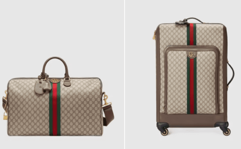Zwei unterschiedliche Modelle von Gucci-Reisekoffern
