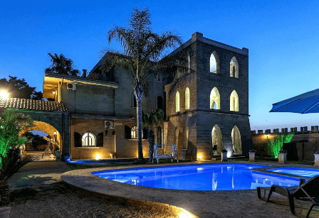 Ansicht der Villa Full'House von außen mit Pool