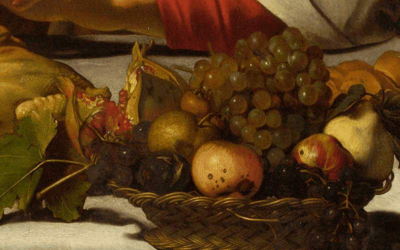 Ausschnitt aus dem "Abendmahl in Emmaus" von Caravaggio