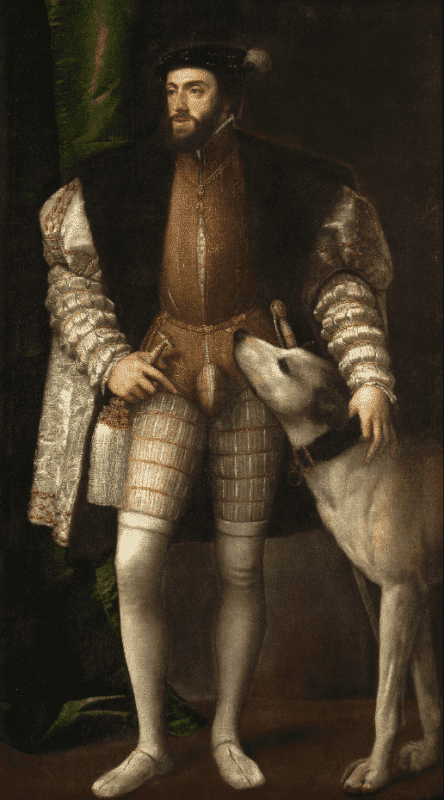 "Selbstbildnis Karl V. mit dem Hund"  von Tizian