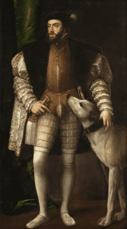 "Selbstbildnis Karl V. mit dem Hund" von Tizian