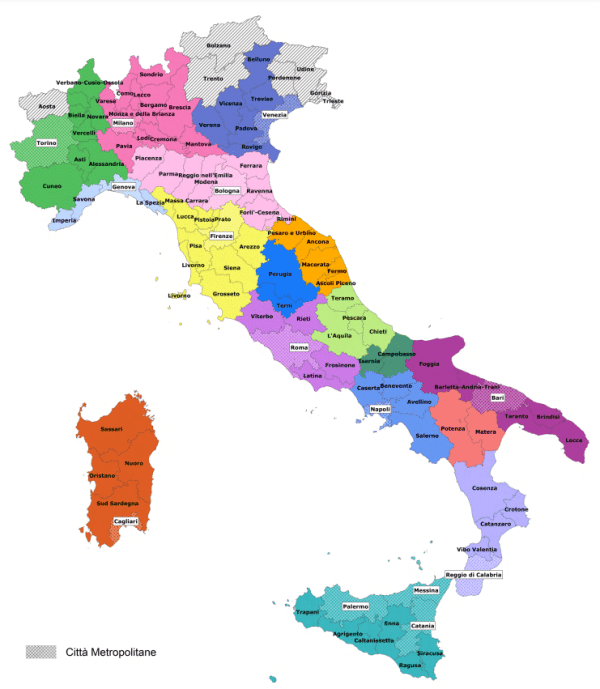Italien Karte mit Regionen und Provinzen