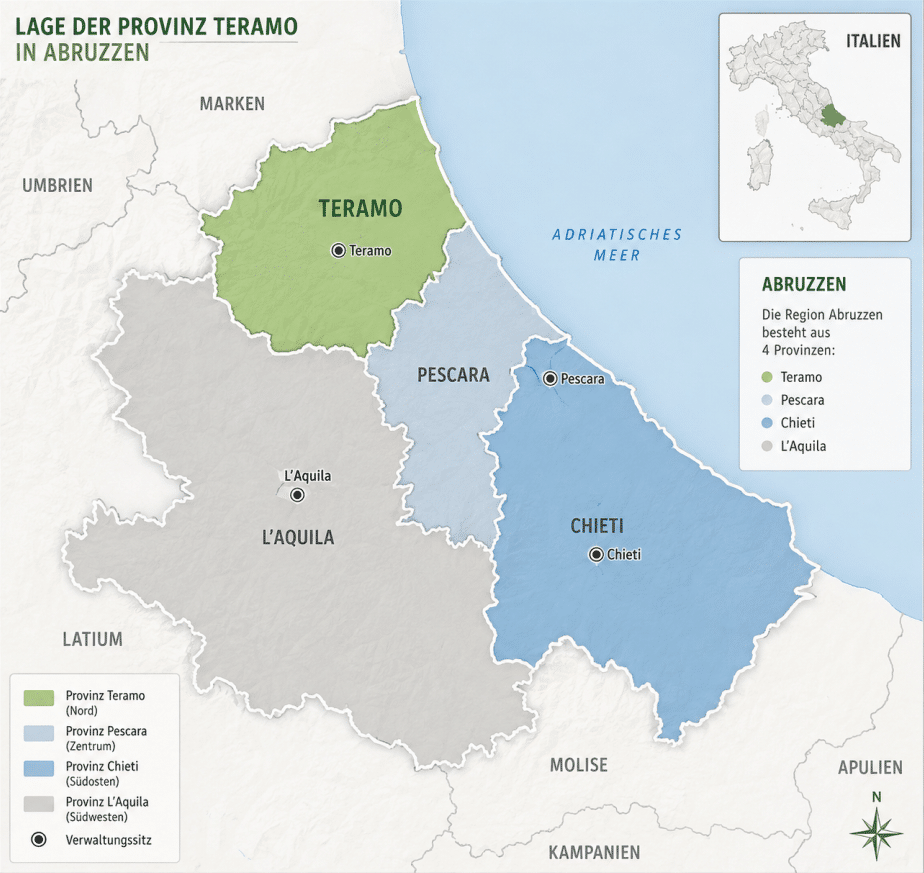 Lage der Provinz Teramo in den Abruzzen