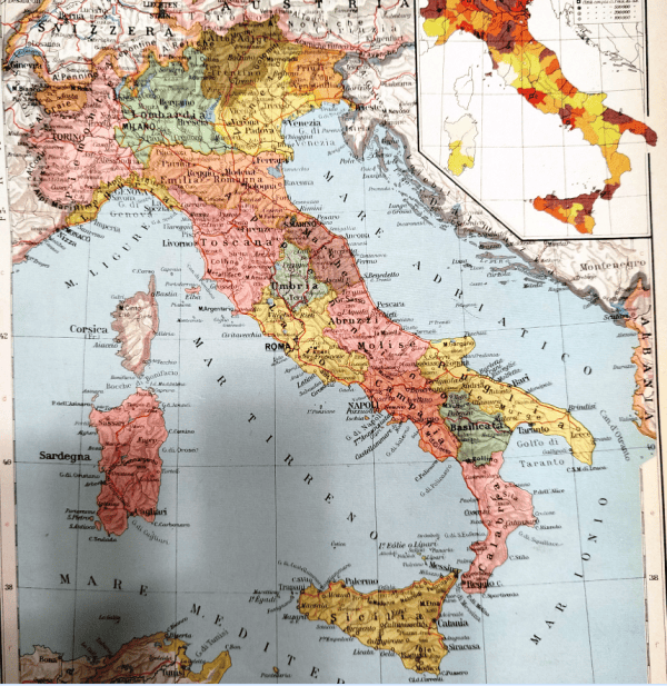 Landkarte Italiens mit allen 20 Regionen