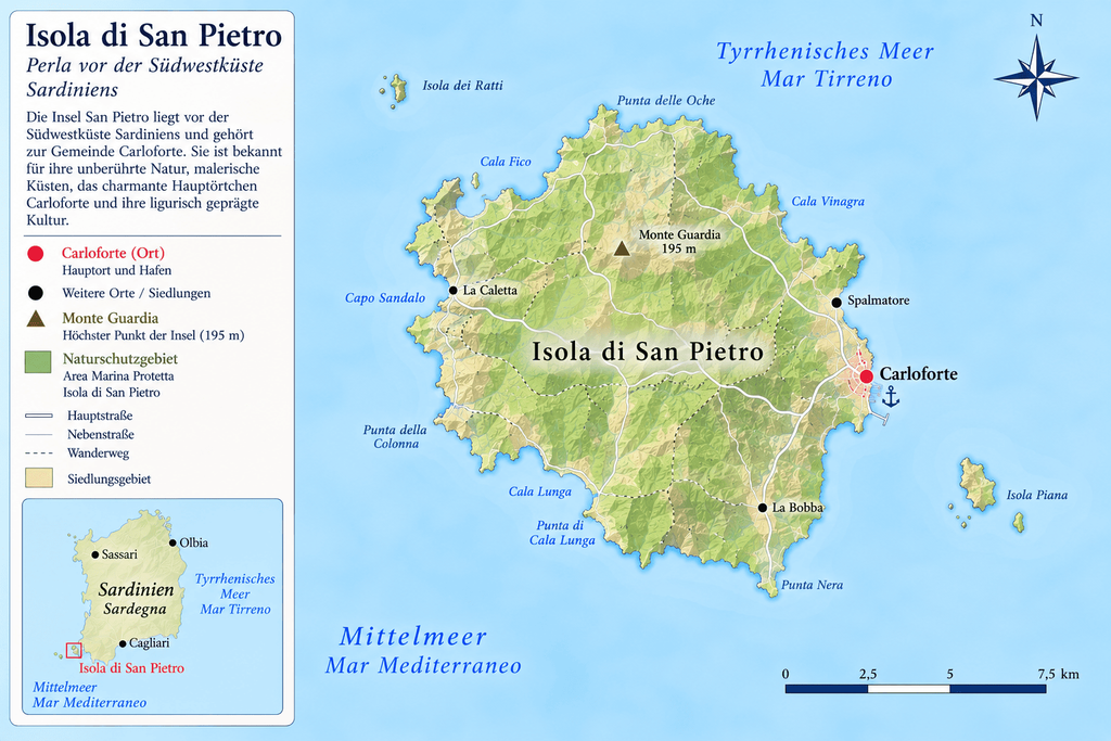 Karte der Insel San Pietro