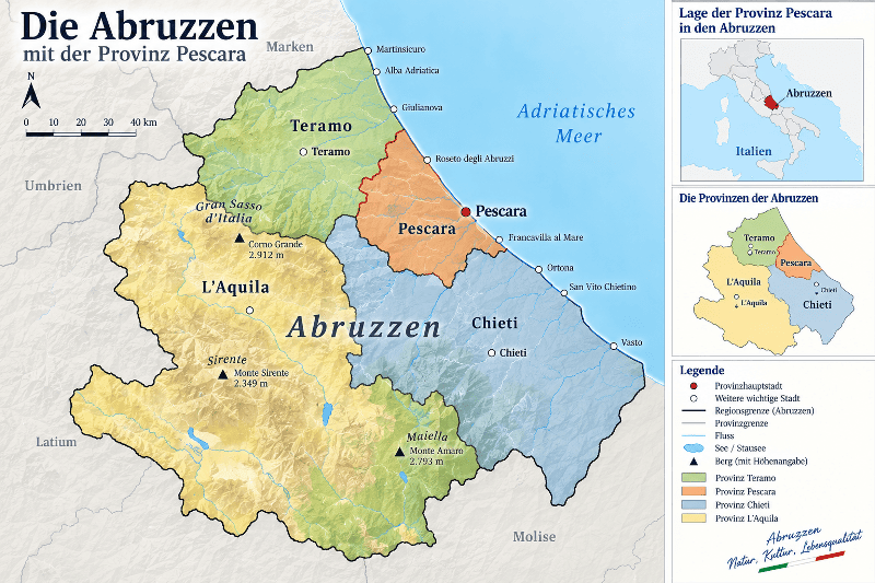 Lage der Provinz Pescara innerhalb der Region Abruzzen