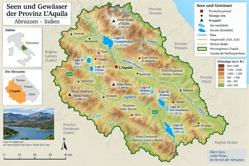 Seenkarte der Provinz L'Aquila