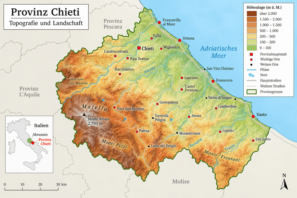 Morphologische Karte der Provinz Chieti