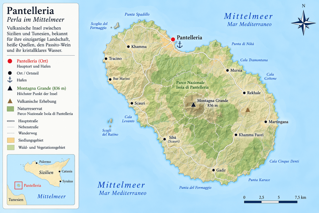Karte der Insel Pantelleria